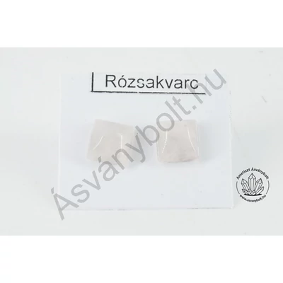 Rózsakvarc 8x8-as kocka füli nemesacélon