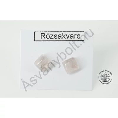 Rózsakvarc kis kocka füli nemesacélon