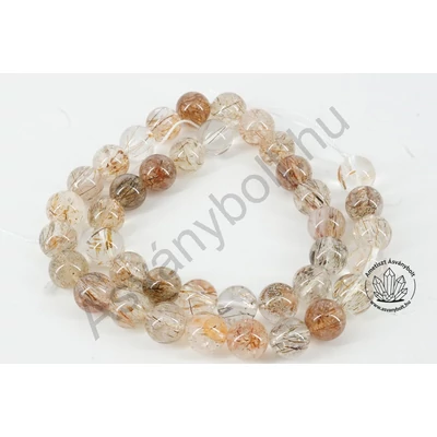 Rutilos kvarc 10 mm-es fúrt golyók 5 db