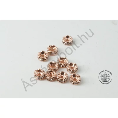 Strasszgyűrű 4 mm rózsaarany hullámos 10 db