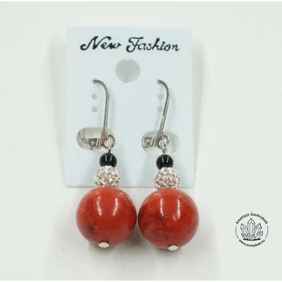 Szivacskorall strasszos akasztós füli