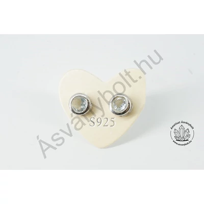 Topáz 5mm fazettált köves button ezüst füli