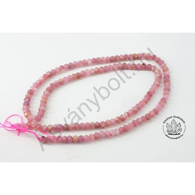Turmalin pink 3x4 mm fazettált tárcsa szál