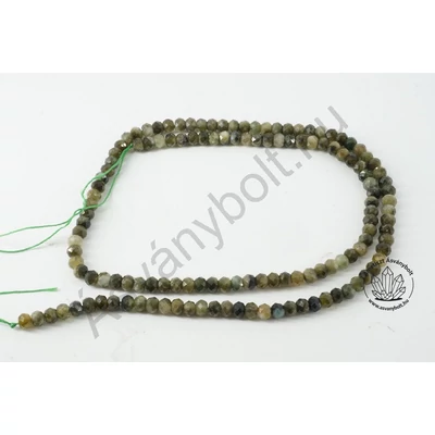 Turmalin verdelit 3x4 mm fazettált tárcsa szál