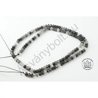 Turmalinkvarc 3x4 mm fazettált tárcsa szál