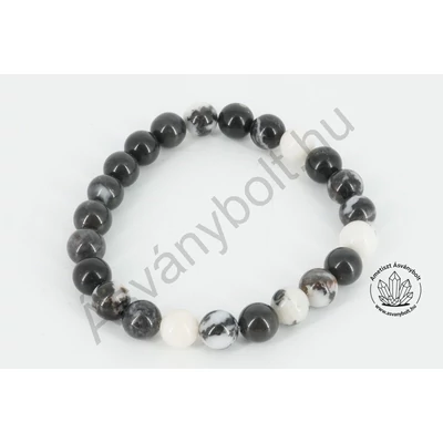 Zebra márvány 8 mm-es golyós karkötő