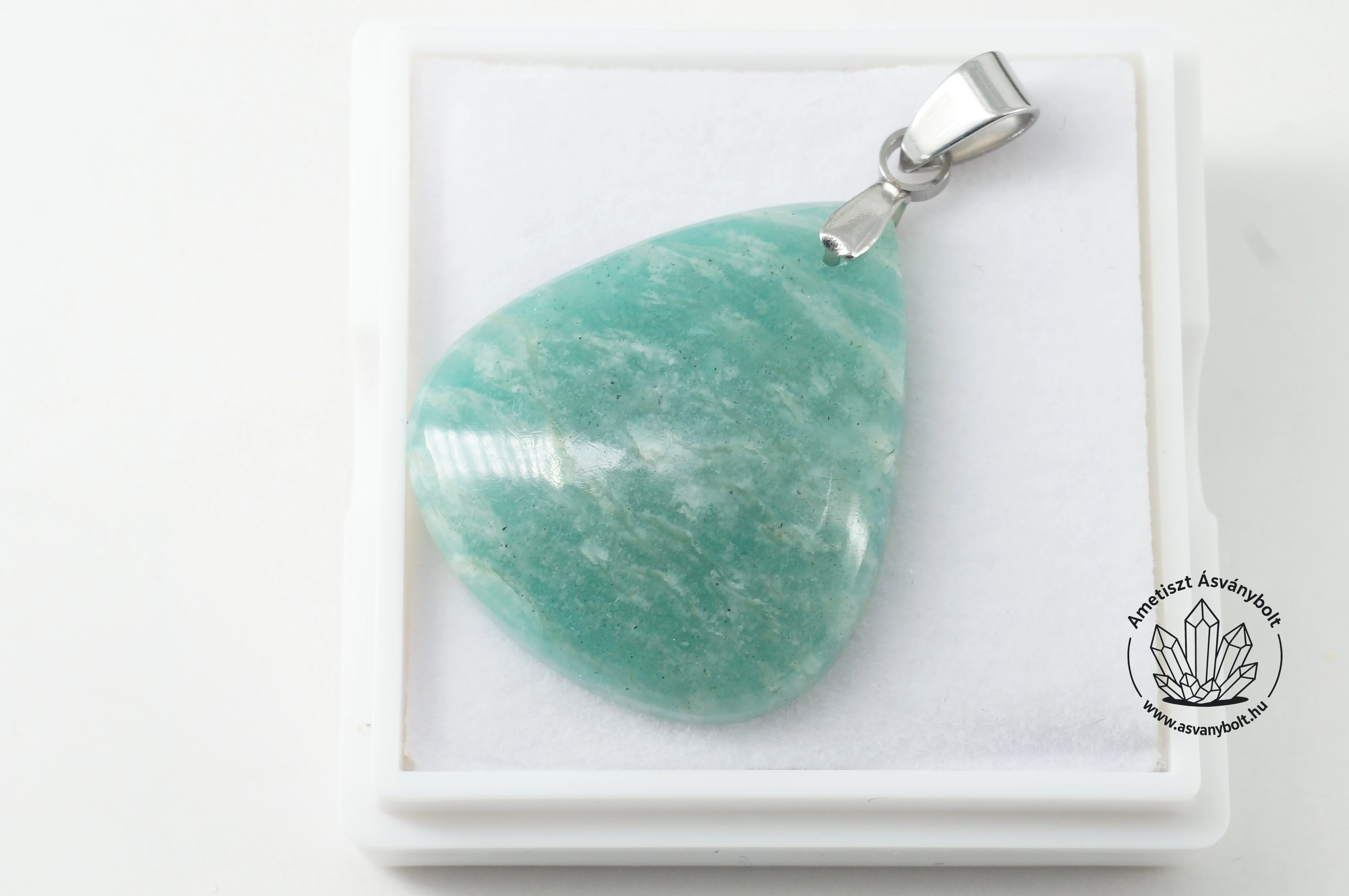 Amazonit csepp fúrt medál 4780