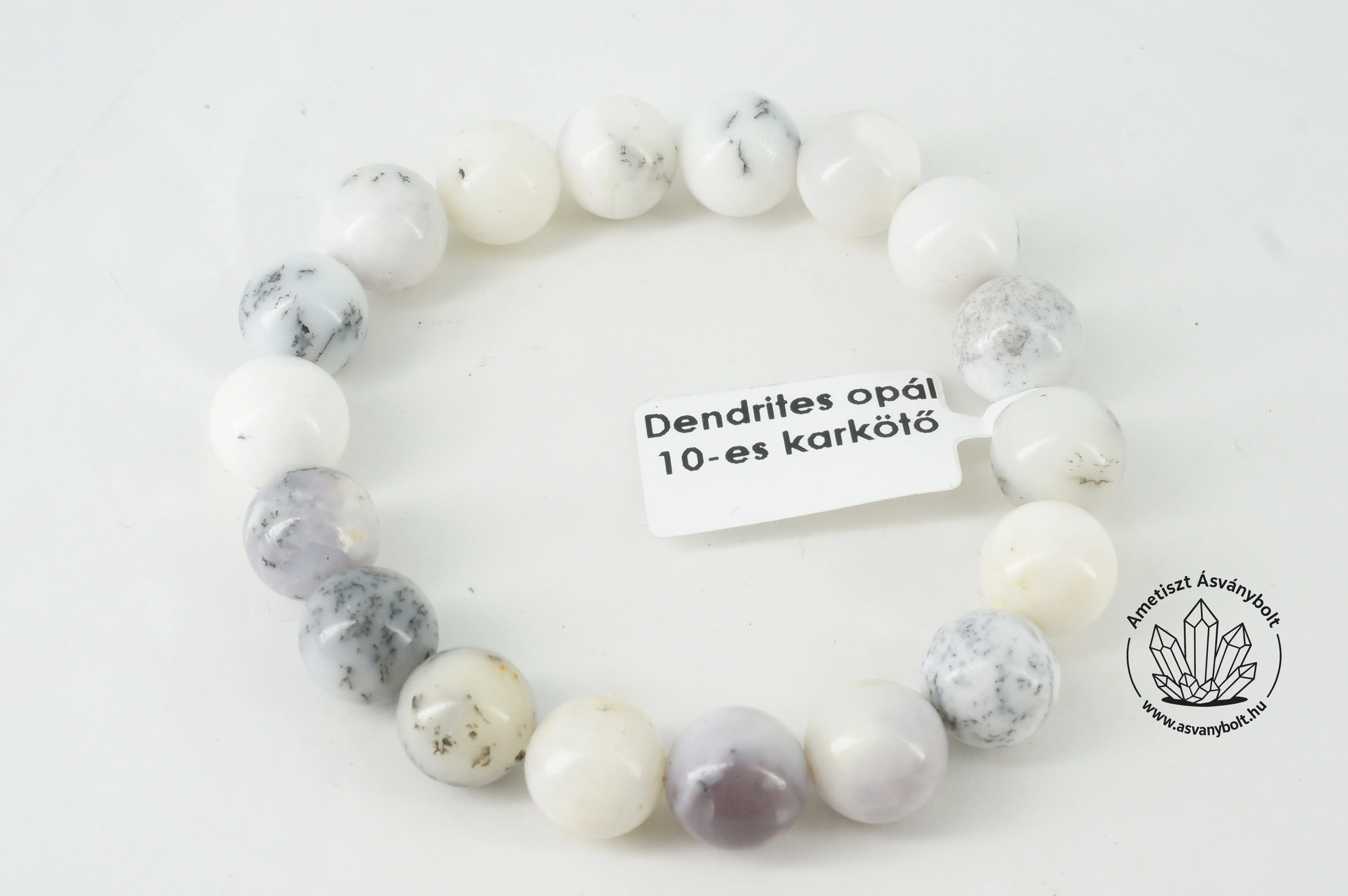 Dendrites opál 10 mm-es golyós karkötő