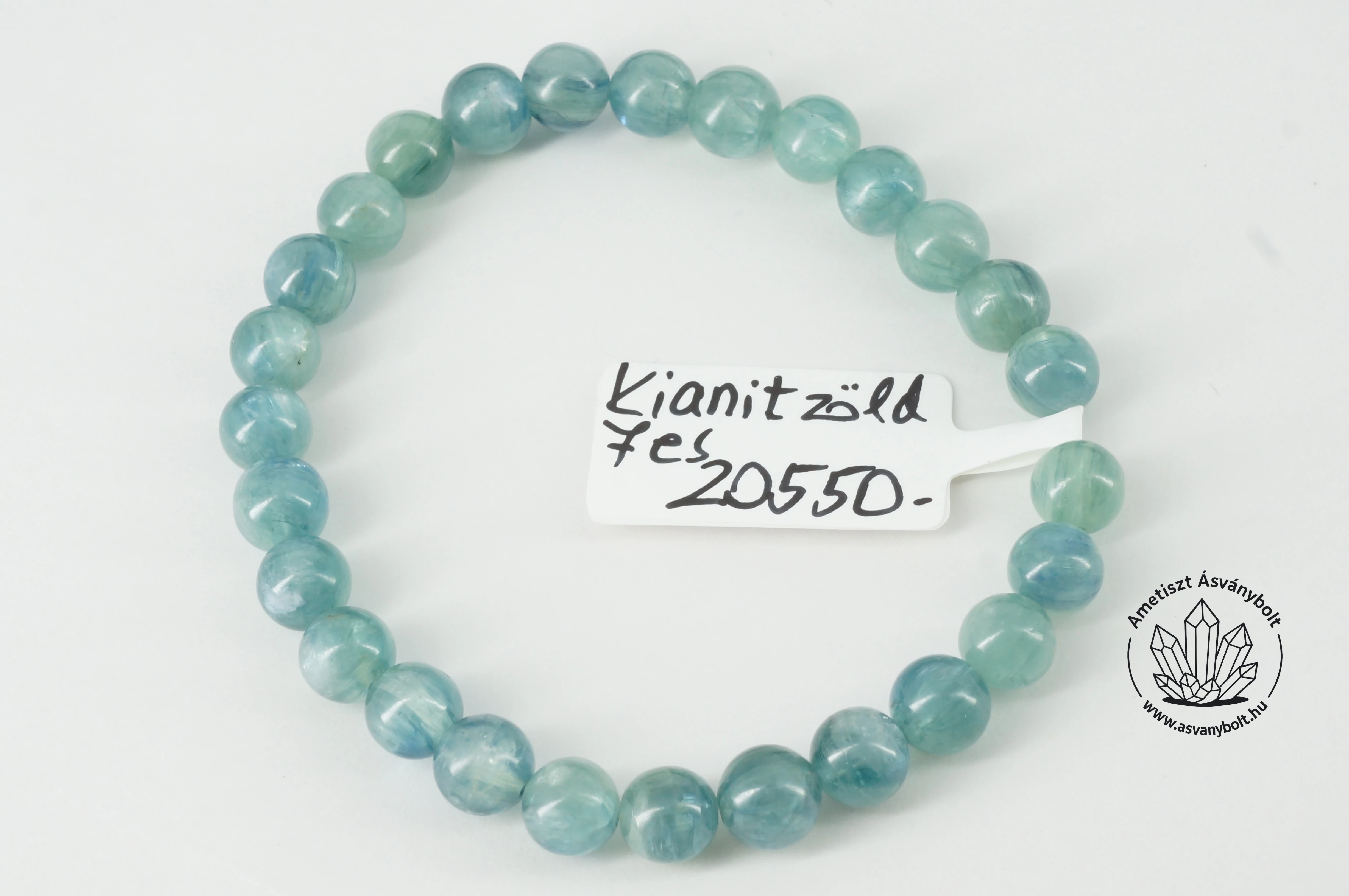 Kianit zöld 7 mm-es golyós karkötő 20550