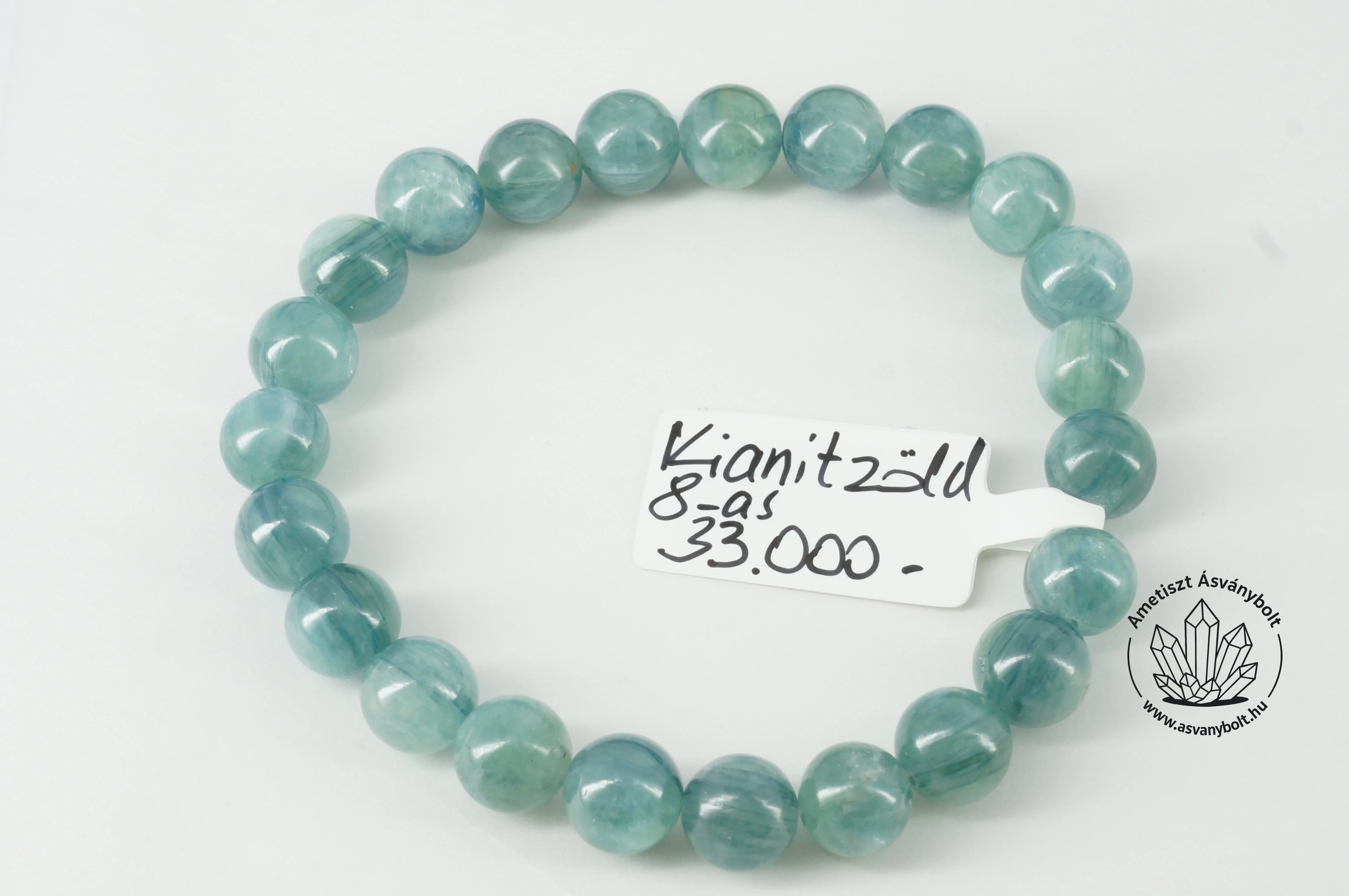 Kianit zöld 8 mm-es golyós karkötő 33000