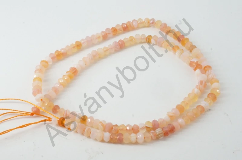 Karneol achát pink 3x4 mm fazettált tárcsa szál