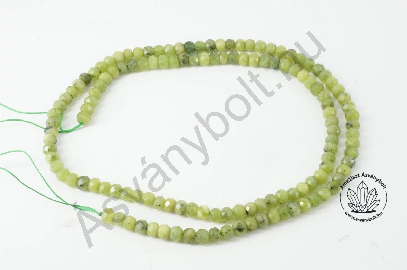 Nefrit jade 3x4 mm fazettált tárcsa szál