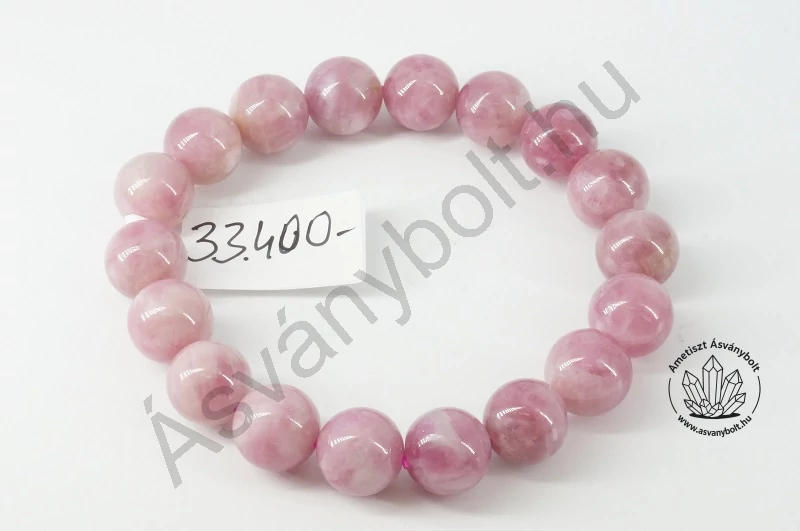 Turmalin pink 11 mm-es golyós karkötő 33400