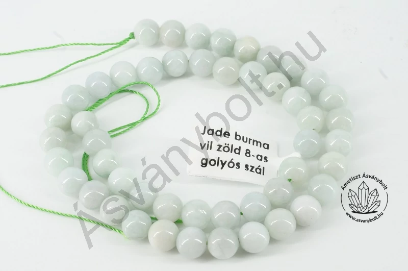 Jade burmai világos zöld 8 mm-es golyós szál