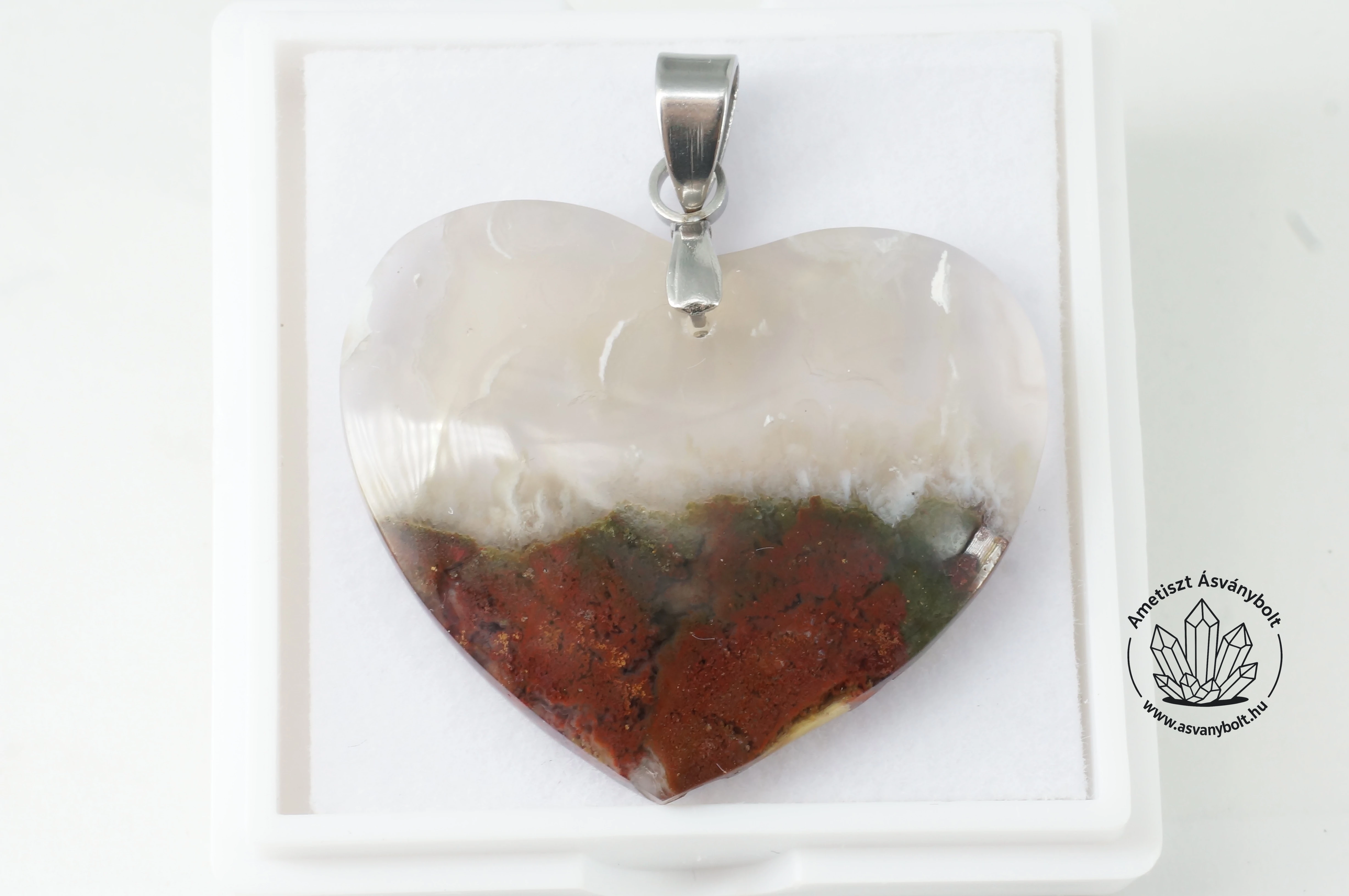 Achát felhő indonéz szív medál 10620