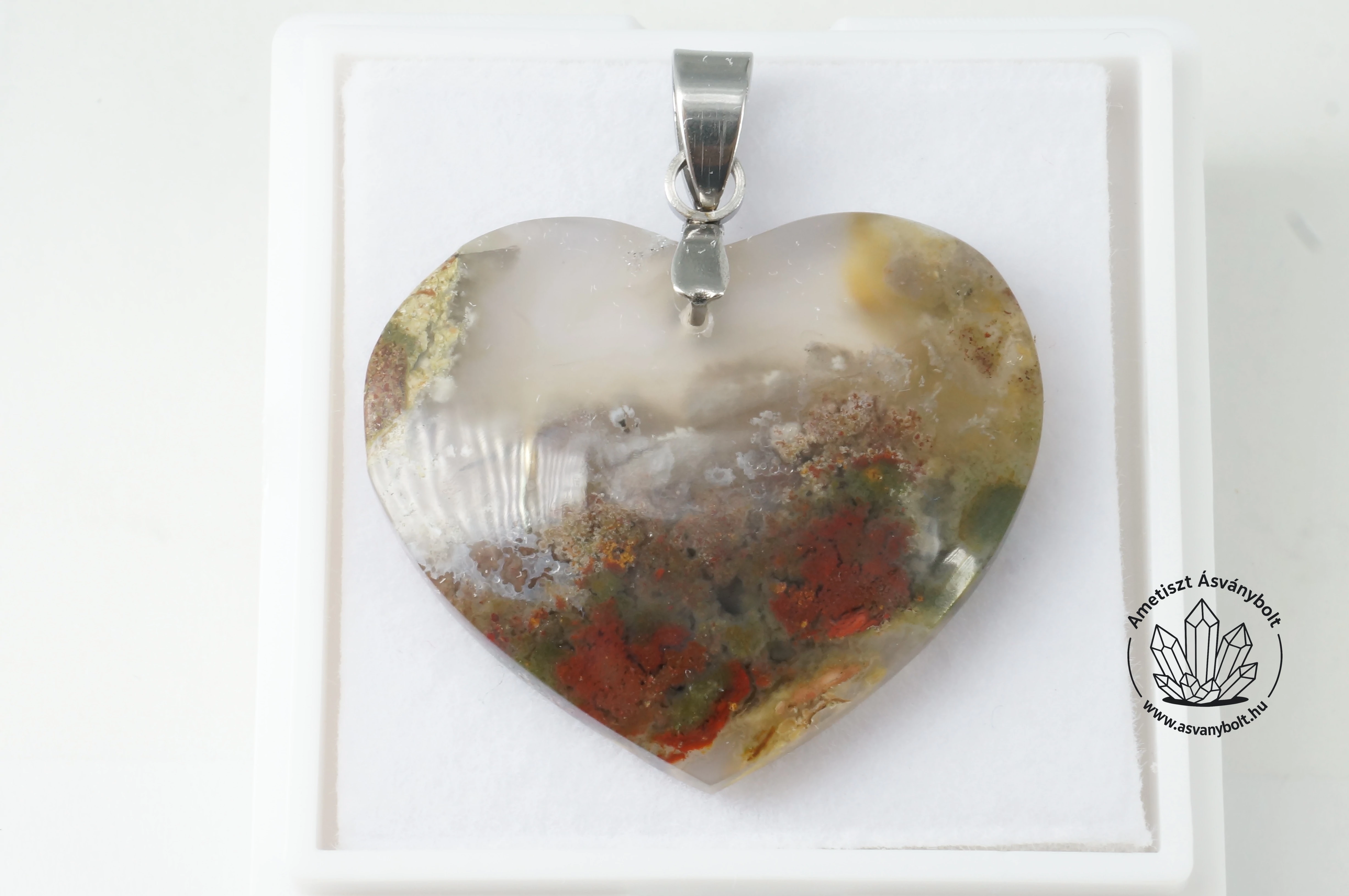 Achát felhő indonéz szív medál 10940