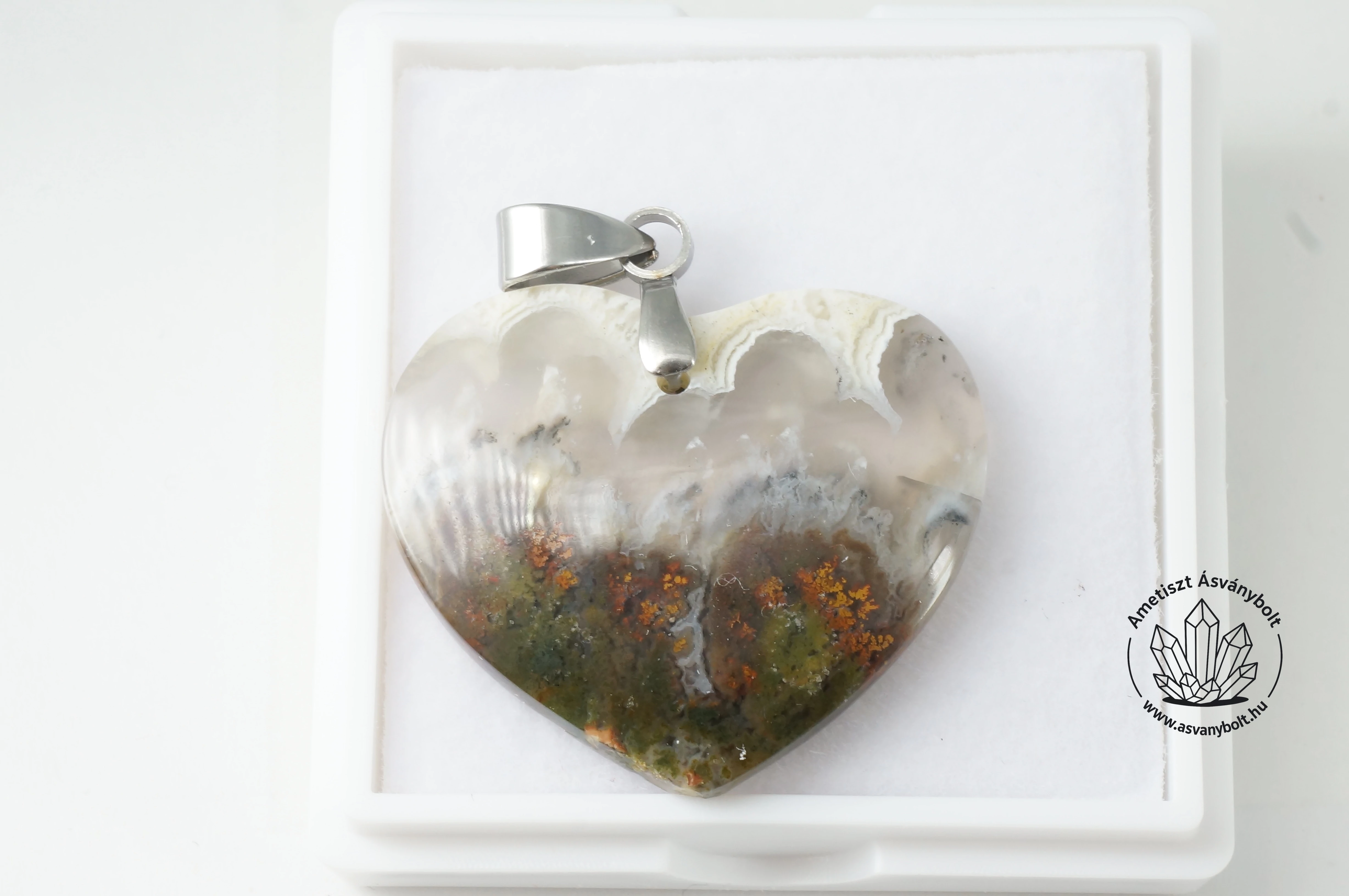 Achát felhő indonéz szív medál 8600