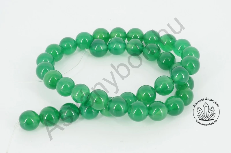 Achát zöld 10 mm-es golyós szál