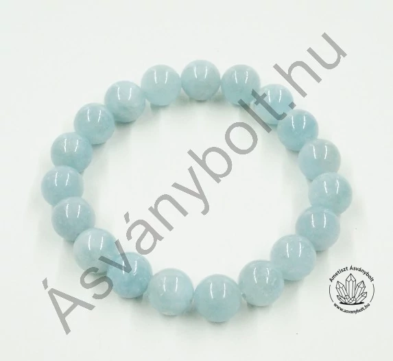 Akvamarin 10 mm-es golyós karkötő