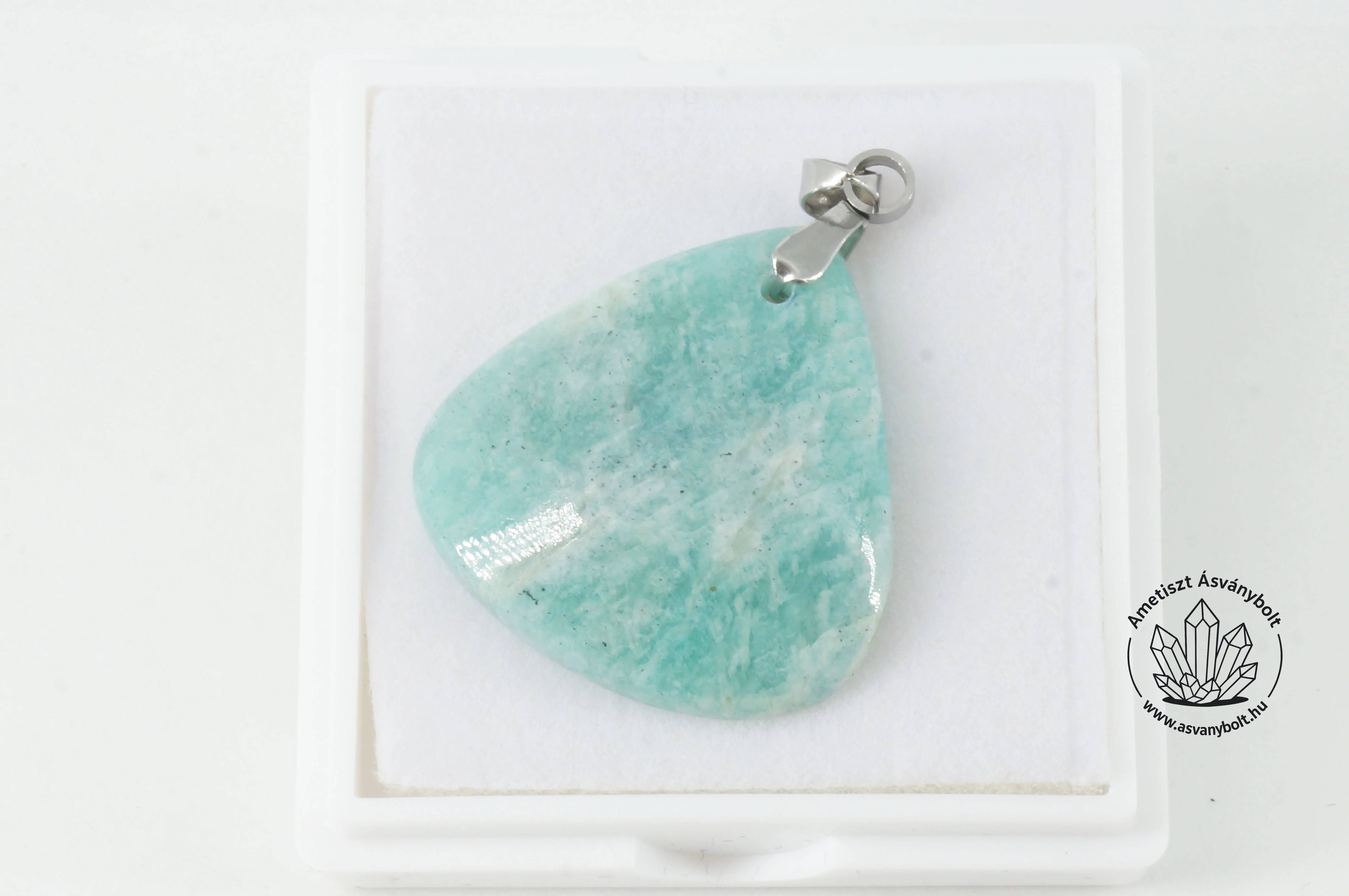 Amazonit csepp fúrt medál 3400