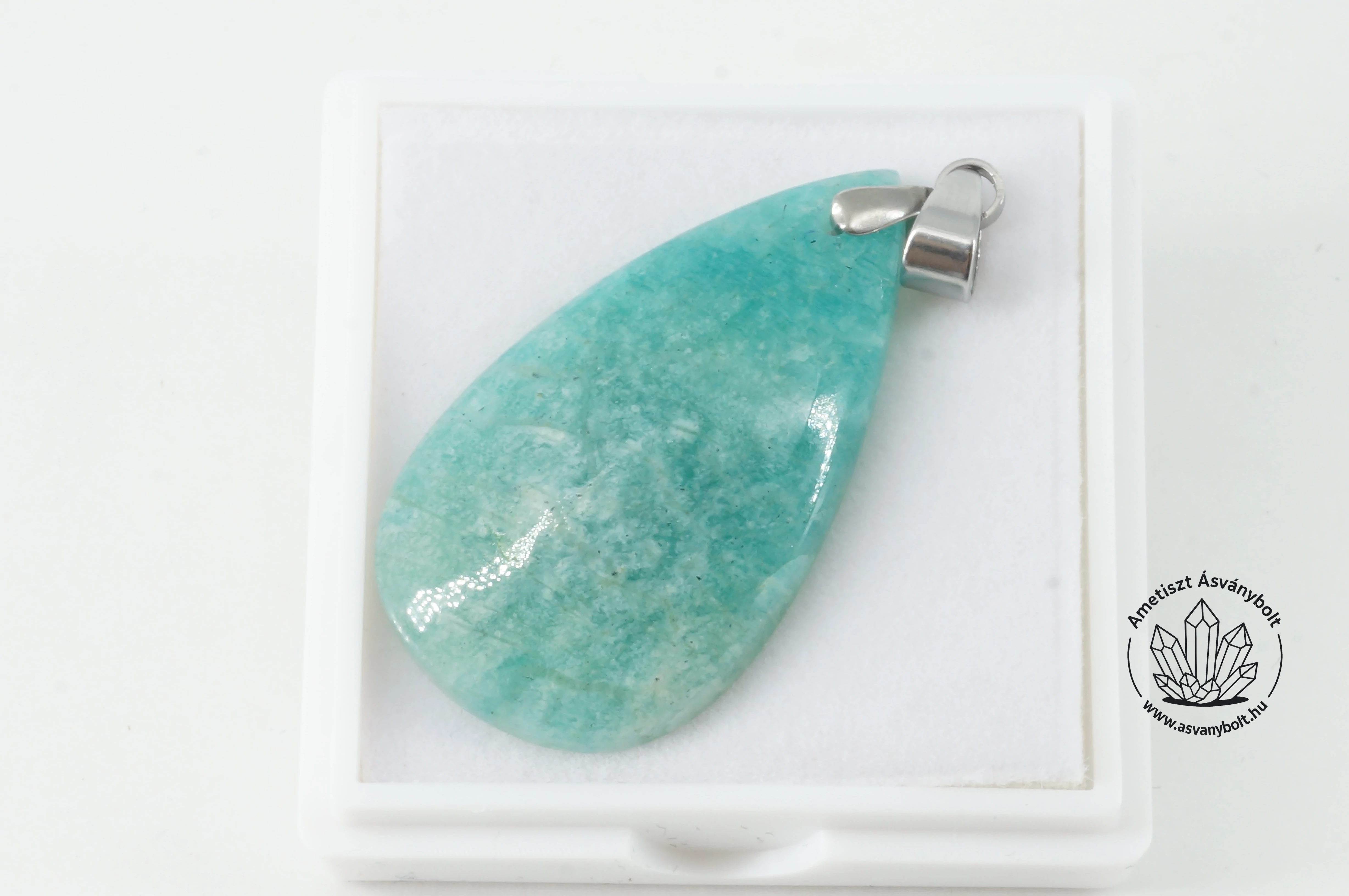 Amazonit csepp fúrt medál 5100