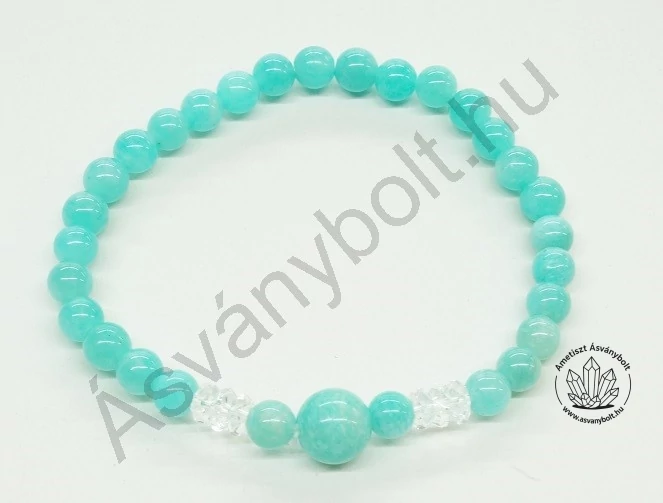 Amazonit karkötő hegyikristály tárcsákkal