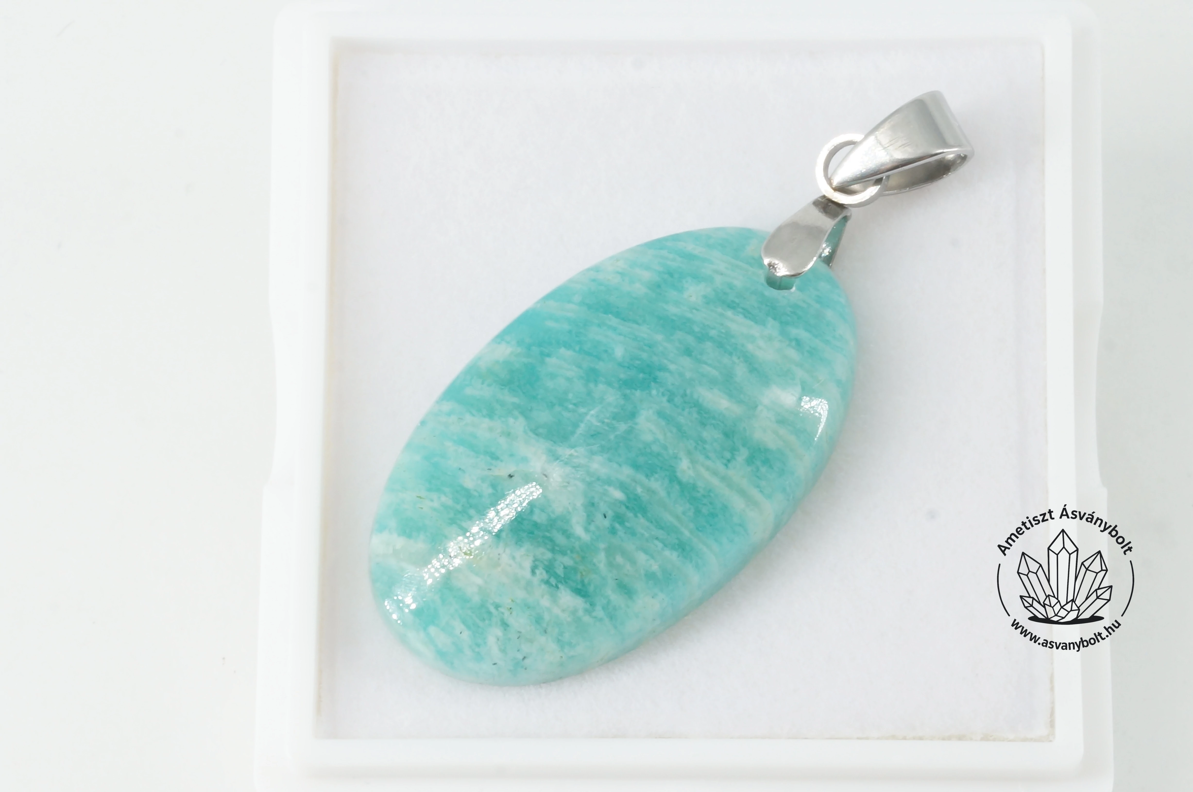 Amazonit ovális fúrt medál 4900