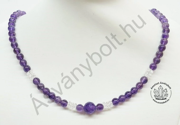 Ametiszt lánc hegyikristály tárcsákkal