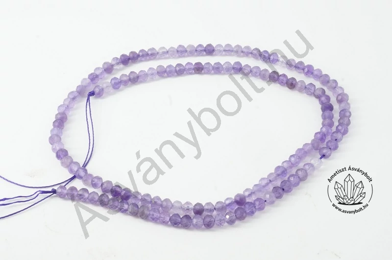 Ametiszt világos 3x4 mm fazettált tárcsa szál