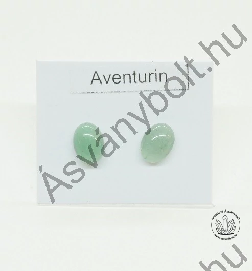 Aventurin ovál beszúrós nemesacélos füli