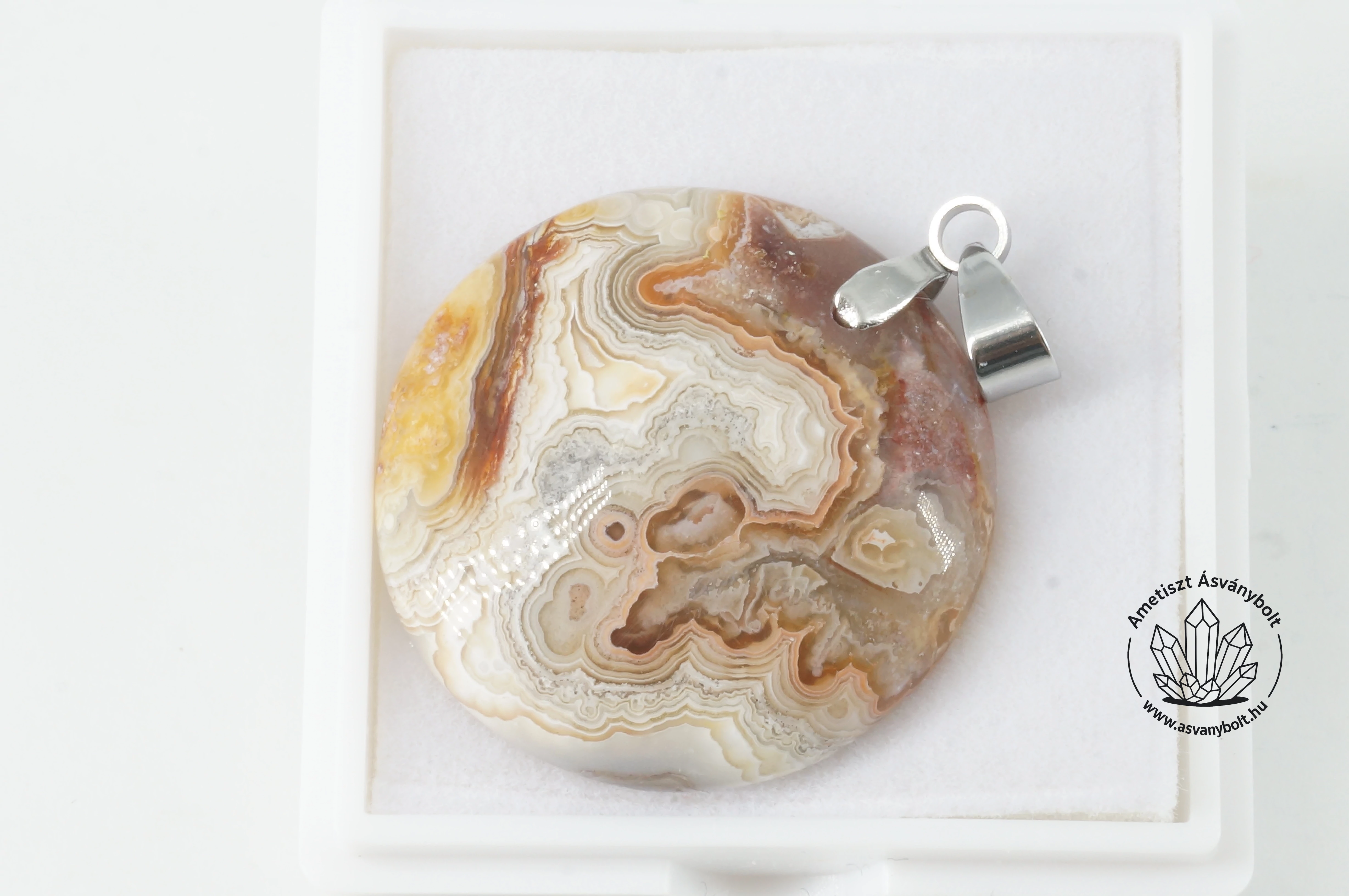 Crazy lace achát fúrt medál 12200