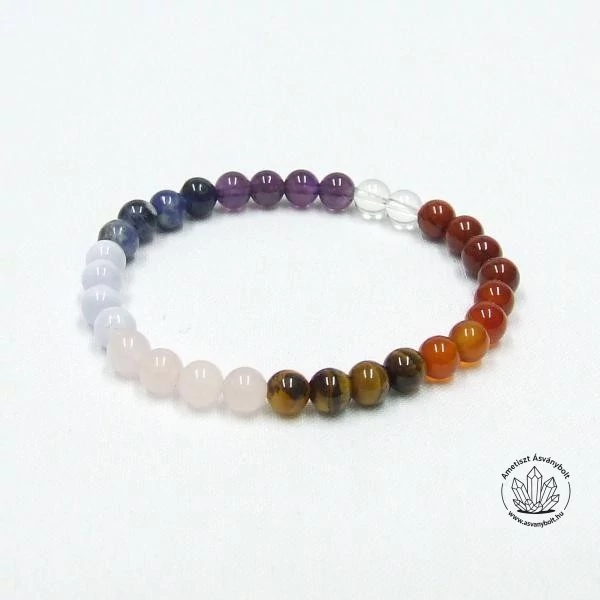 Csakra féldrágakő karkötő 6 mm-es golyókból