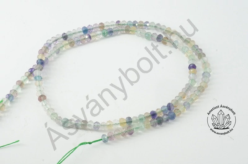 Fluorit 3x4 mm fazettált tárcsa szál
