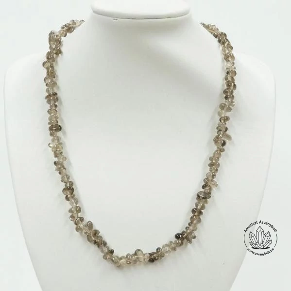 Füstkvarc 50 cm-es gömbölyített szemű lánc