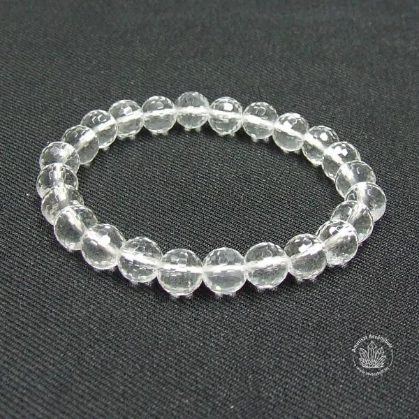 Hegyikristály 8 mm-es fazettált féldrágakő karkötő