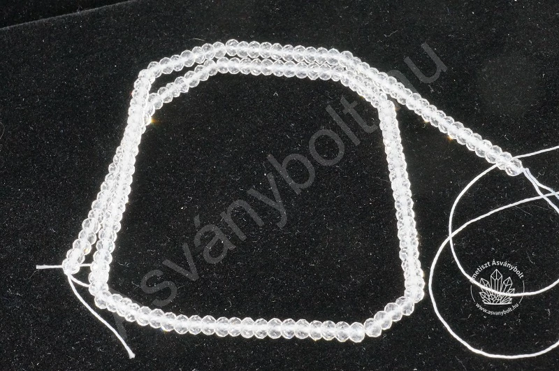 Hegyikristály fazettált 3x4 mm-es golyó szál