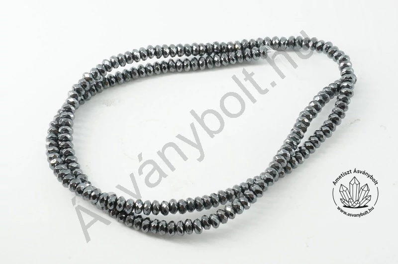 Hematit 4x2 mm fazettált tárcsa szál