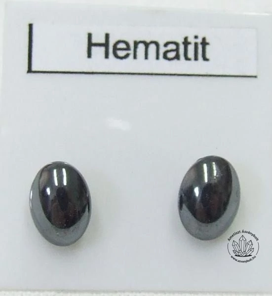 Hematit nagy ovál nemesacélos fülbevaló