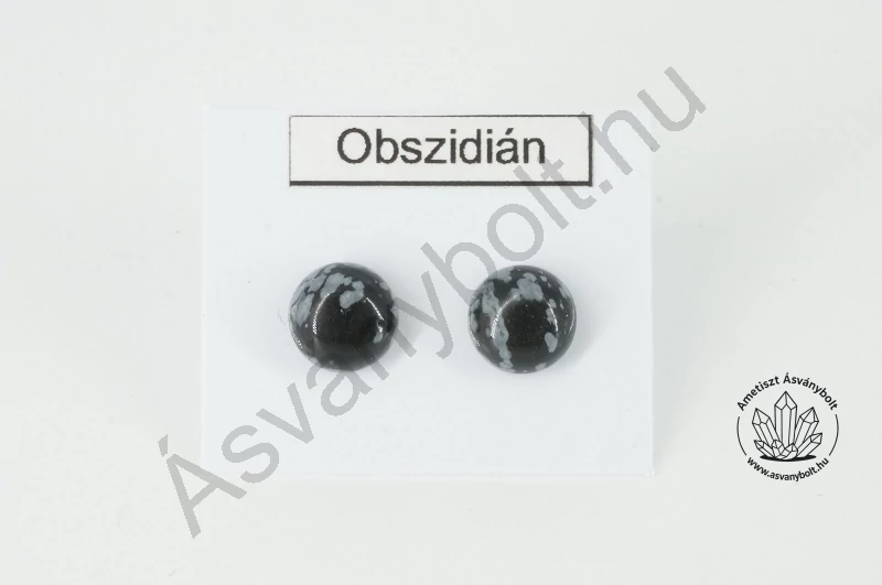 Hópehely obszidián 8-as félgömb beszúrós nemesacélos füli