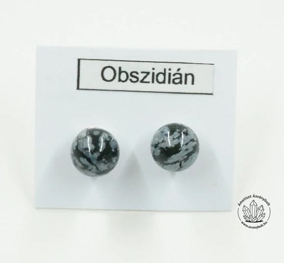 Hópehely obszidián 8-as golyós nemesacélos füli