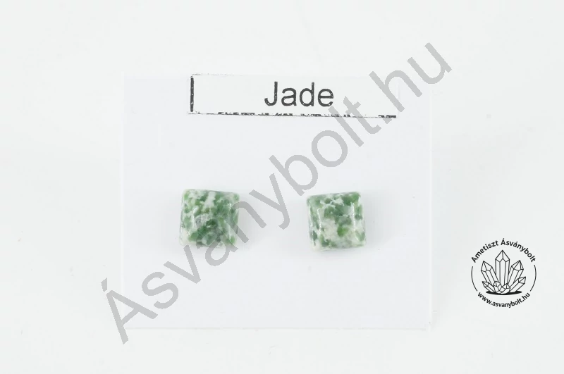 Jade zöld pettyes 6x6-os négyzet nemesacélos füli