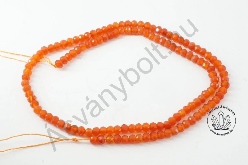 Karneol 3x4 mm fazettált tárcsa szál