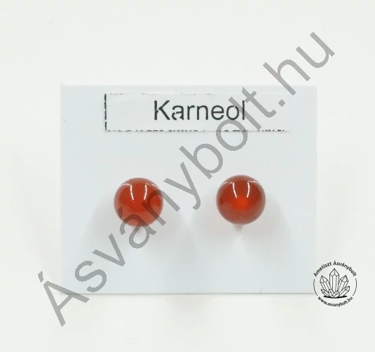 Karneol 6 mm-es golyós nemesacélos füli