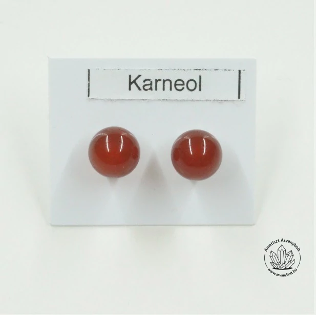 Karneol 8-as golyó nemesacélos füli