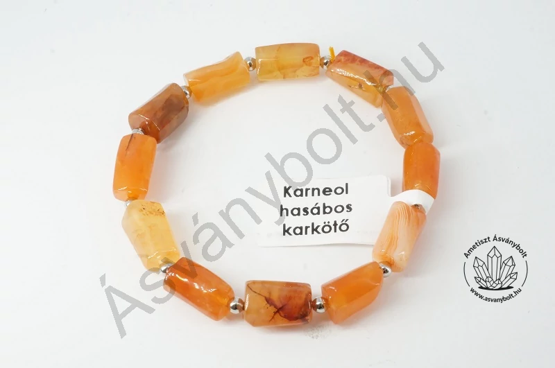 Karneol hasábos karkötő
