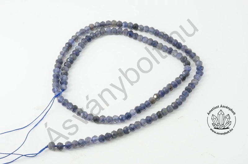Kordierit Iolit 3x4 mm fazettált tárcsa szál