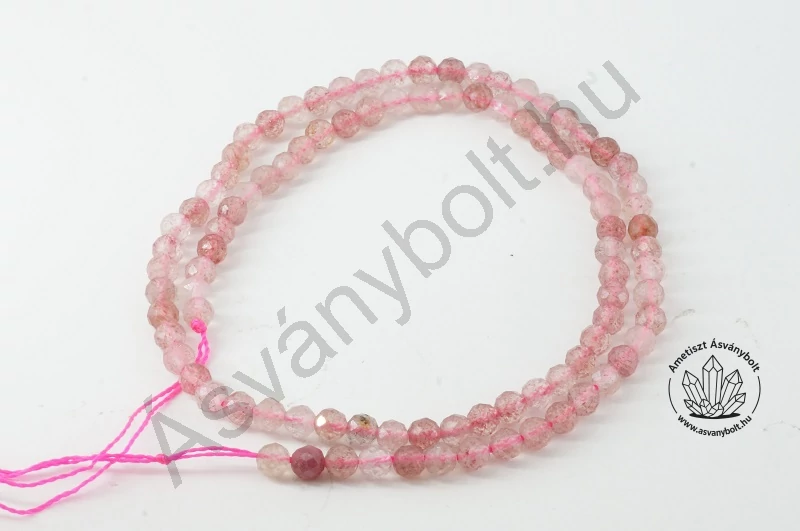 Kvarc hematitos 4 mm-es fazettált golyós szál