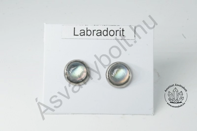 Labradorit extra 6-os félgömb füli nemesacélban