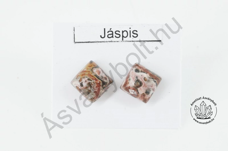 Leopárd jáspis 8x8-as négyzet nemesacélos füli
