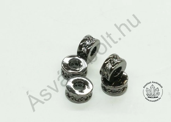 Mikrostrassz fekete gyűrű 3x6 mm